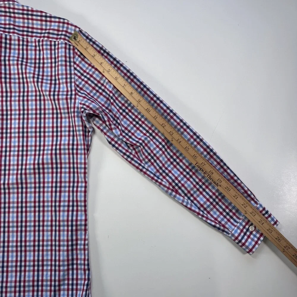 BANANA REPUBLIC Non Iron Grant Fit Button Up L/S Shirt Mens Medium BlueRedWhite